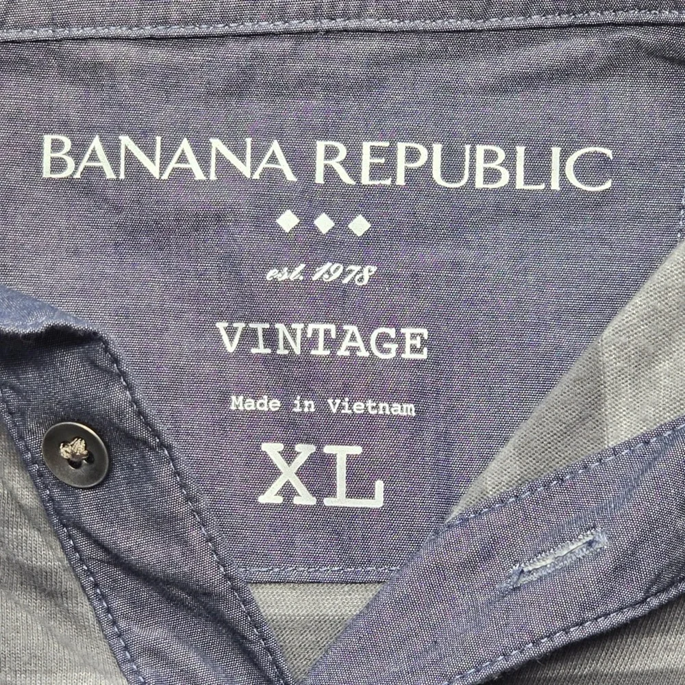 Banana Republic Vintage Stripe Polo Shirt Gray Men’s XL‎